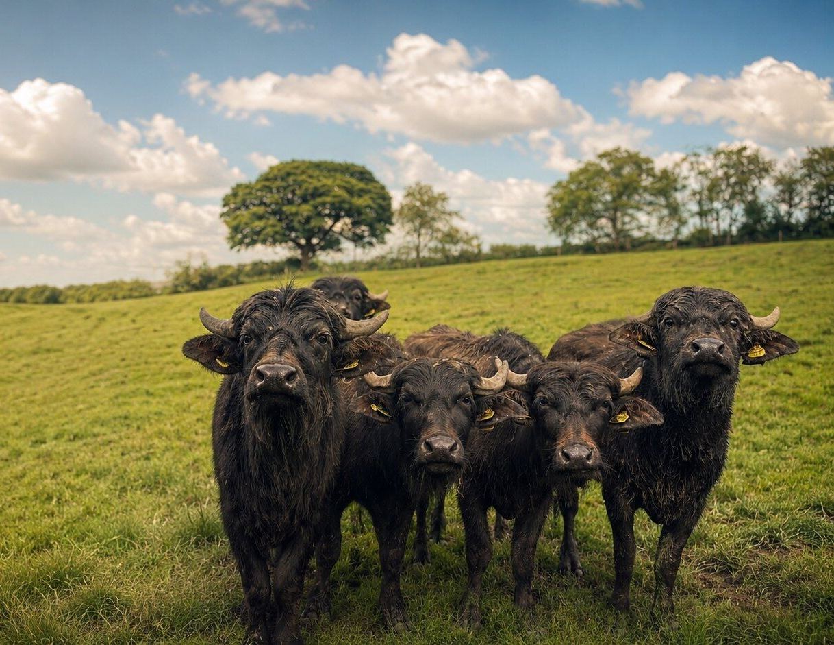 Water buffalo at Oakleys Farm, Staffordshire