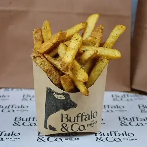 A portion of chips in a Buffalo & Co box
