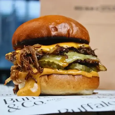 A smash burger from Buffalo & Co Kitchen